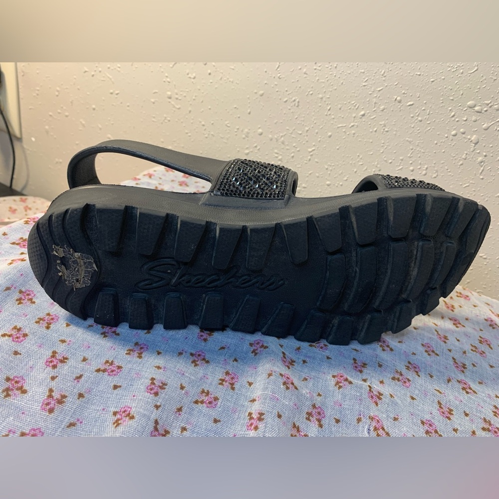 Sketchers Foamies Arch Fit Black Rhinestone Sandals - Picture 12 of 12
